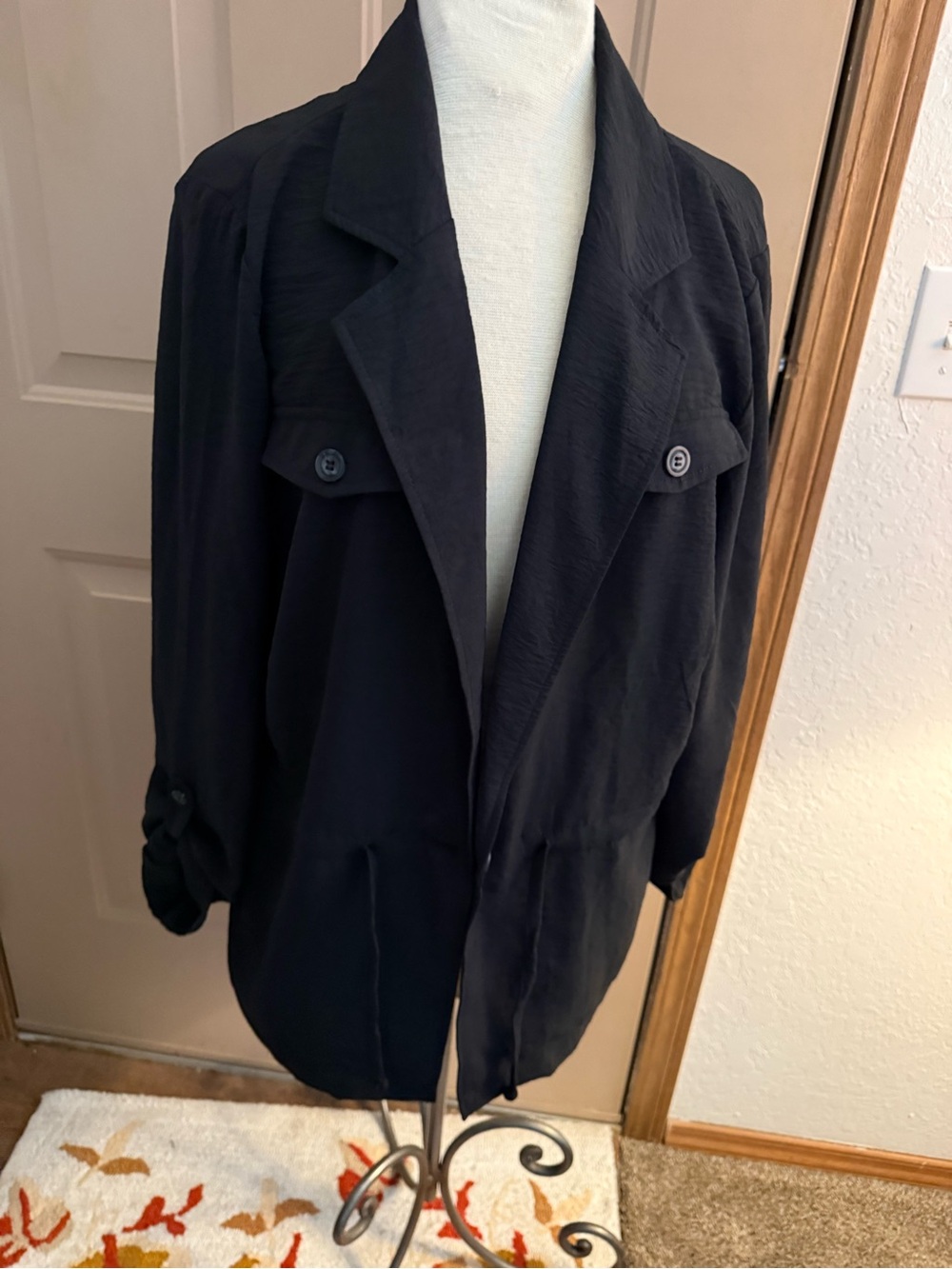 Soho Apparel Black Open-Front Lightweight Blazer